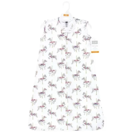 Hudson Baby Infant Girl Cotton Sleeveless Wearable Sleeping Bag, Sack, Blanket, Carousel Horse image {1}