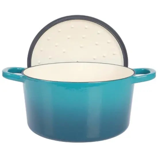 Crockpot Artisan 7 Quart Round Enameled Cast Iron Dutch Oven with Lid in Teal image {2}