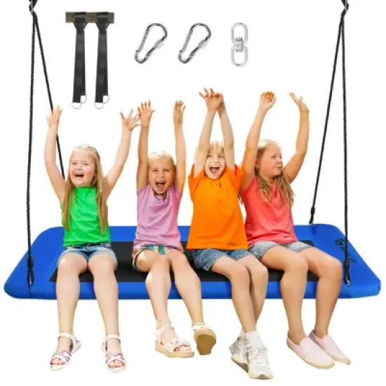 Infans 700lb Giant 60" Platform Tree Swing Outdoor w/ 2 Hanging Straps Blue image {2}