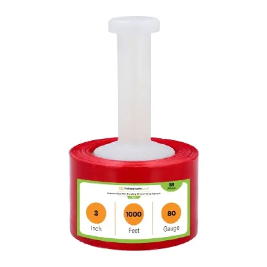 PSBM 18 Rolls Red 3" x 1000 Ft x 80 Ga Pallet Wrap Stretch Film with Free Dispenser image {8}