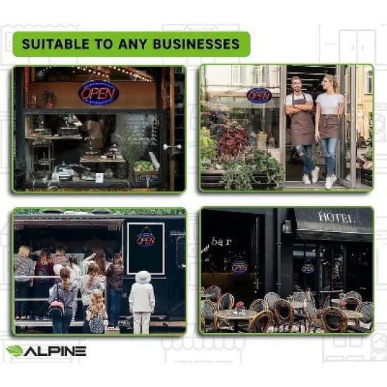 Alpine Industries 23 in. x 14 in. LED Oval Open Sign 2 Pack (497-02-2PK) image {7}