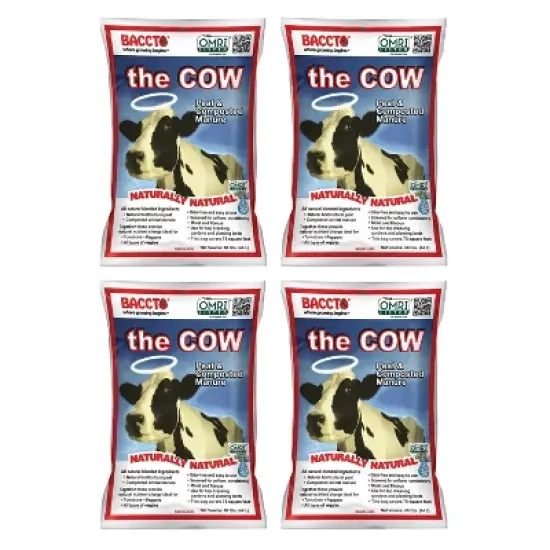 Michigan Peat Baccto 1640 Wholly Cow Horticultural Compost and Manure for Soil Amendment, Lawn Care, & Garden Beds, 40 Quart Bag (4 Pack) image {2}