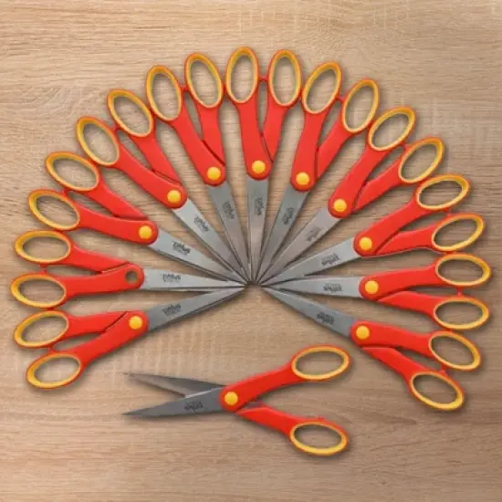 School Smart Pointed Tip Scissors, 6-1/4 Inches, Red, Pack of 12 image {3}