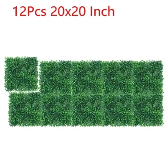 12PCS 20"x20" Grass Wall Artificial Boxwood Panels Wall Hedge Decor With Zip Ties image {6}