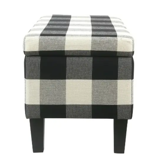 Large Decorative Storage Bench Black Plaid - HomePop image {3}