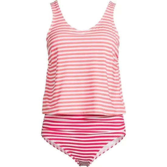Lands' End Women's Chlorine Resistant V-neck One Piece Fauxkini Swimsuit Faux Tankini Top image {6}