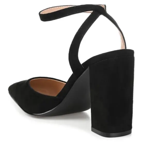 Journee Collection Womens Tyyra Buckle High Block Heel Pointed Toe Pumps image {6}