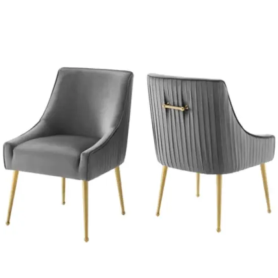 Set of 2 Discern Pleated Back Upholstered Performance Velvet Dining Chairs - Modway image {1}
