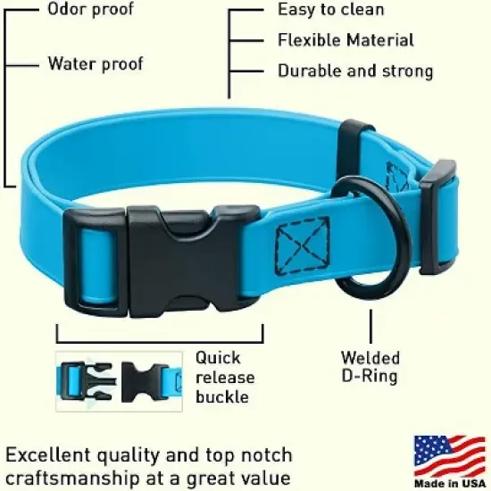 Dogline Biothane Waterproof Collar with QR Buckle Cyan Blue image {1}