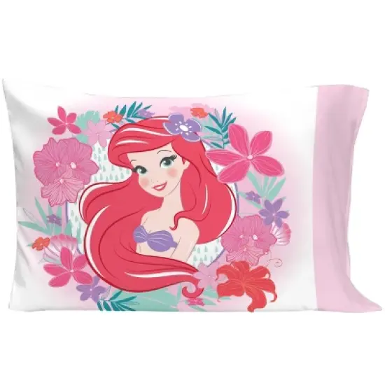 NoJo Disney Ariel Sea Garden 4 Piece Toddler Bed Set - Comforter, Fitted Sheet, Flat Top Sheet, Reversible Standard Size Pillowcase, Pink and Aqua image {5}
