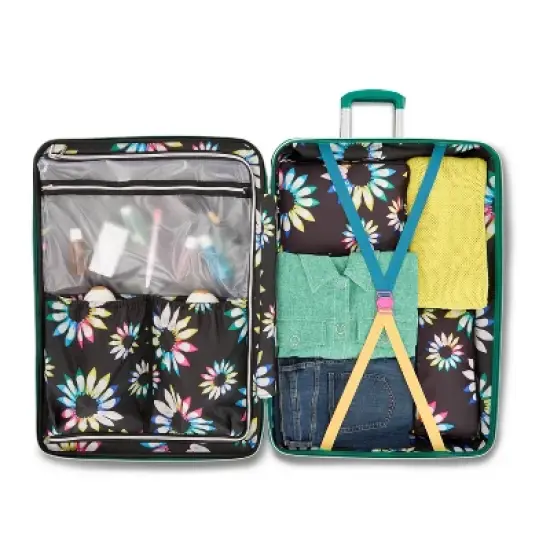 Sarah Jessica Parker Signature Hardside Expandable Large Checked Spinner Suitcase - Emerald image {4}