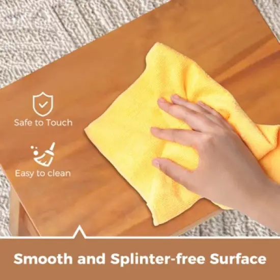 Costway Teak Shower Bench, Bathroom Shower Stool for Shaving Legs & Spa Bath Natural image {7}