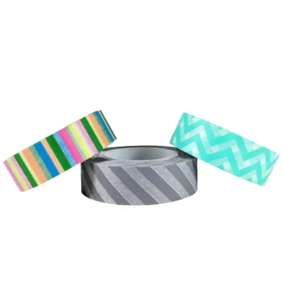 Wrapables Cool Stripes Japanese Washi Masking Tape (Set of 3) image {1}