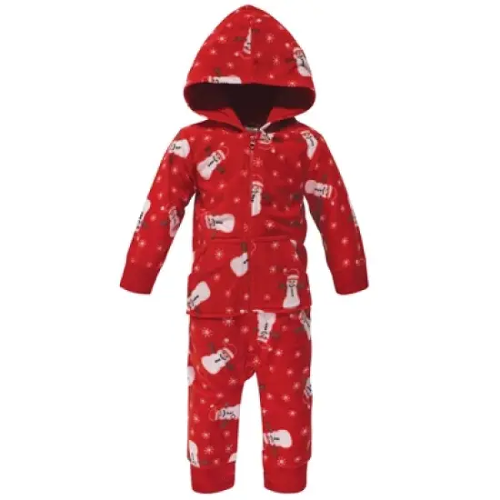 Hudson Baby Infant Fleece Jumpsuits, Coveralls, and Playsuits 2pk, Santa Snowman image {1}