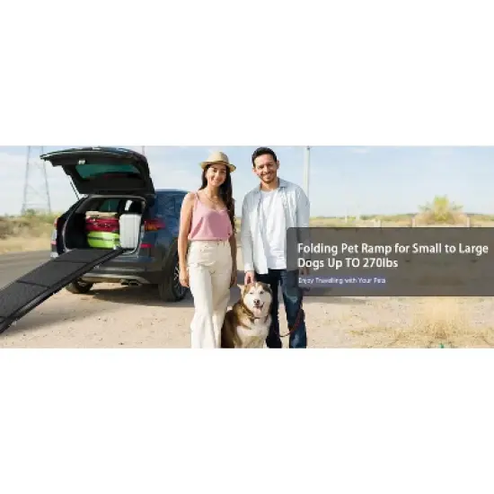 Gulches  Dog Ramp for Medium & Large Car 63" Long & 17" Wide Pet Stair Ramp with Non-Slip Rug Surface image {7}