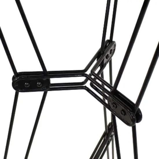 Sunnydaze Indoor Modern Furniture Steel Wire Bar Table with Faux Woodgrain Tabletop - Brown image {5}