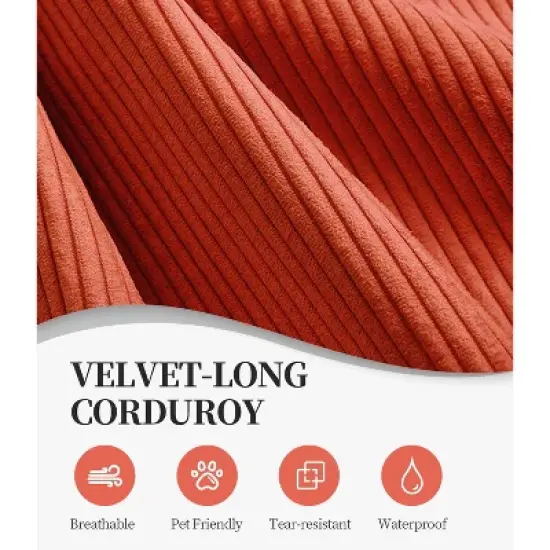 Dolonm 78.8 "Foldable Combination Sofa,Compression Boneless Sofa,Floor Sofa Mattress,Corduroy Fabric,Suitable for Living Room and Bedroom, Orange image {4}
