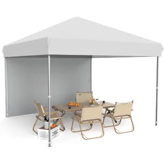 GustoWave 10x10 Ft Pop Up Canopy with 1 Sidewall for Deck, Garden image {10}