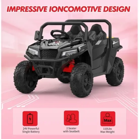 24V Ride On Dump Truck with Remote Control, 2 Seater Electric Toy Car for Kids, All-Terrain Kids Construction Vehicle w/Dump Bed & Shovel image {4}