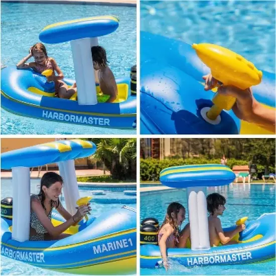 Zone Tech Inflatable Pool Floats &ndash; 2 Sizes Harbor Master Inflatable Boat Pool Float Ride On with Water Toy Squirter , Pool Raft for Kids and Toddler image {10}