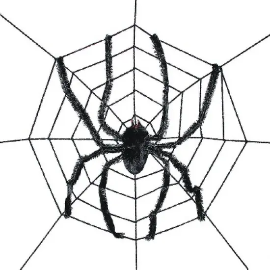 96" Spider Web With Spider Halloween Decoration image {1}