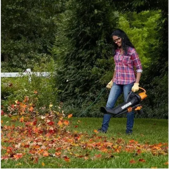 Worx WG509 12 Amp TRIVAC 3-in-1 Electric Leaf Blower with All Metal Mulching System image {3}