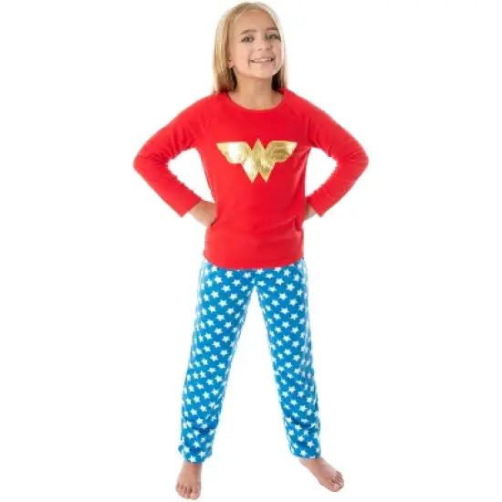 DC Comics Wonder Woman Girls' Classic Costume Colors Fleece Pajama Set image {4}