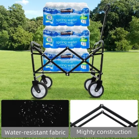 Gulches Multi-Use Collapsible Wagon Cart, Heavy Duty, Black, Lightweight, 3-Pcs Plastic Liner Set Included image {3}