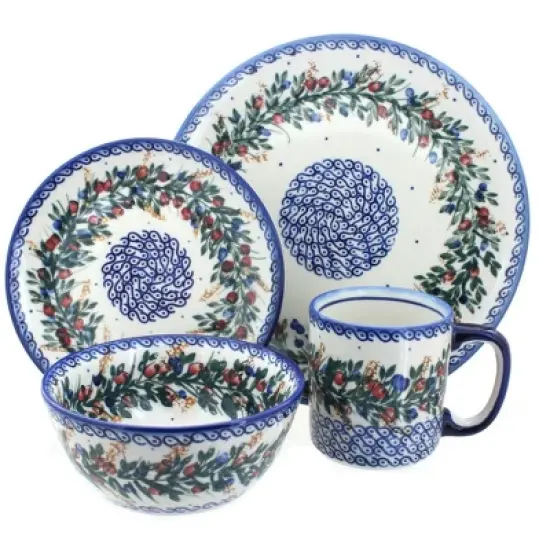 Blue Rose Polish Pottery WR Unikat Dinnerware (4 PC) image {1}