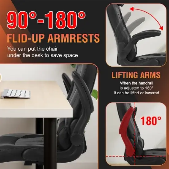 FDW PC Gaming Chair Office Chair Desk Chair with Lumbar Support Flip Up Arms Headrest image {2}