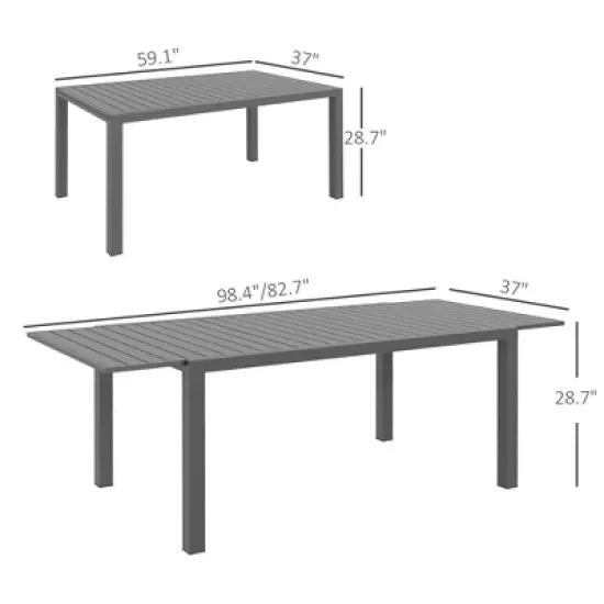 Syemin Patio End Table, Rectangular Outdoor Dining Table with All-Weather Faux Wood Top for Garden, Lawn, Patio, Gray, 59.1"*37"*28.7" image {2}