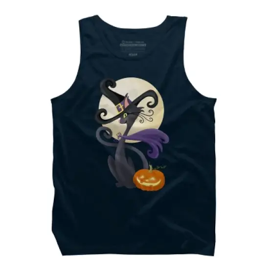Men's Design By Humans Bewitching Black Halloween Kitty Cat By LittleBunnySunshine Tank Top image {6}