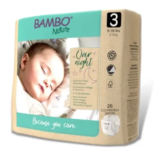 Bambo Nature Baby Baby Diaper Size 3 9 to 18 lbs. 1000021009, 52 Ct image {2}
