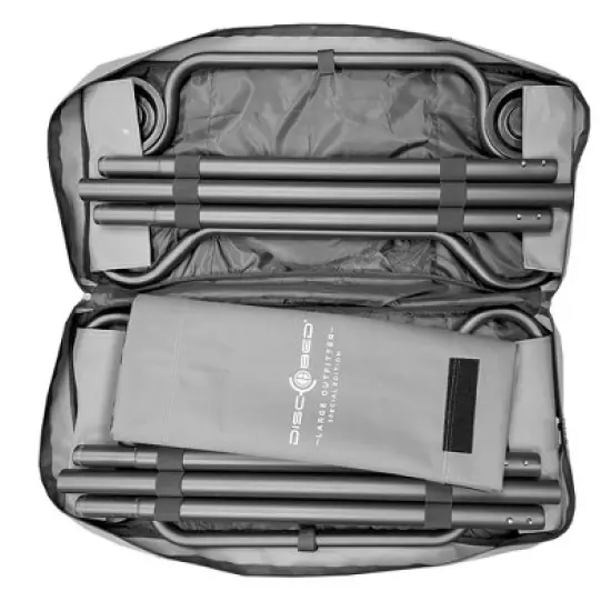 Disc-O-Bed Large Cam-O-Bunk 2 Person Bench Bunked Double Bunk Bed Cot with 2 Side Organizer and Carrying Bags for Camping Trips, Gray image {4}