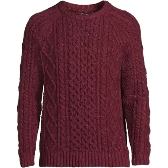 Lands' End Men's Cotton Blend Aran Cable Crew Neck Sweater image {5}