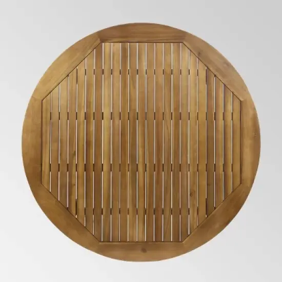 Pines 5pc Acacia Wood Dining Set - Teak/Cream - Christopher Knight Home image {4}