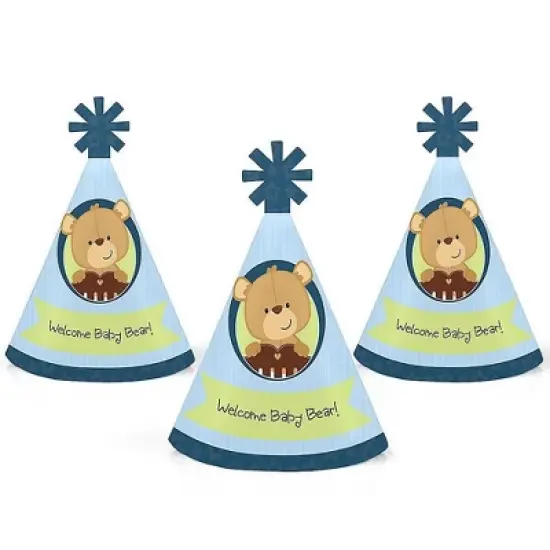 Big Dot of Happiness Baby Boy Teddy Bear - Mini Cone Baby Shower Party Hats - Small Little Party Hats - Set of 8 image {5}