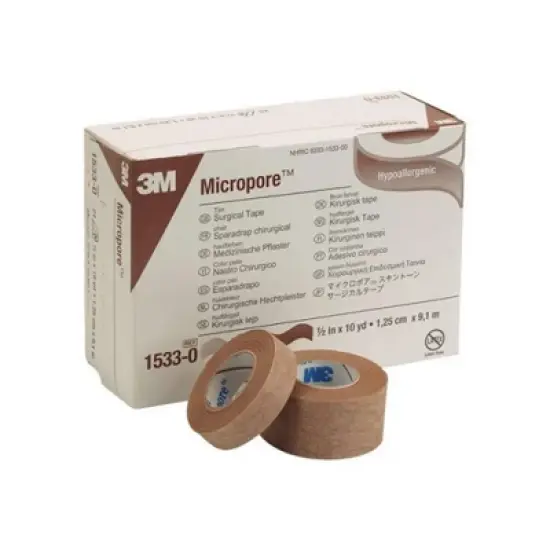 3M Micropore Paper Tape - 1/2" x 10 yds Tan - - Box of 24 image {3}