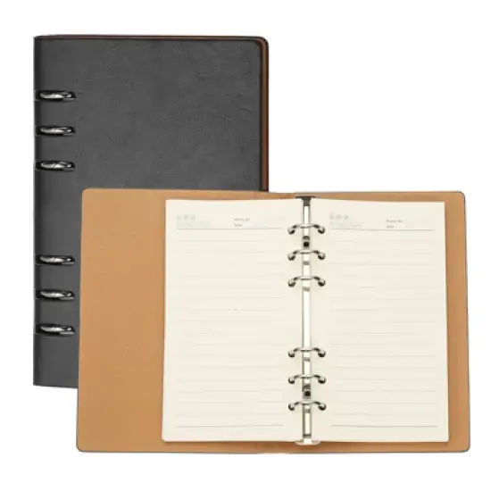 Unique Bargains Refillable Durable Loose-leaf Design Hardcover Executive Notebook A6 Black image {5}