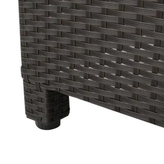 MOEPISY Outdoor Rattan Side Table, Dark Brown image {9}