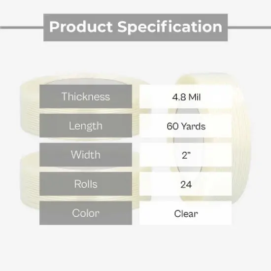 PSBM 24 Rolls Clear Reinforced Filament Tape, 2" x 60 Yards, 4.8 Mil,  Industrial Grade image {1}