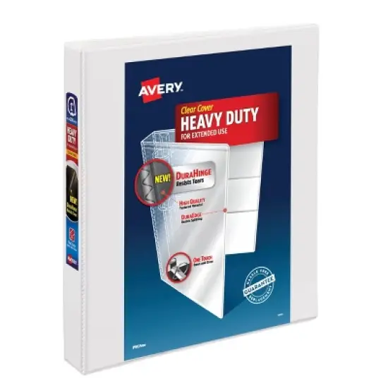 Avery 1" Ring Binder, Heavy Duty with Clear Cover - White: Polypropylene D-Rings, 250 Sheet Capacity, 4 Internal Pockets image {5}