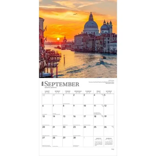 BrownTrout Italy 2026 12"x24" Hanging Square Wall Calendar Plastic-Free image {3}