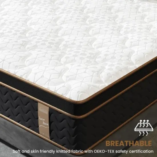 10" King Plush Hybrid Mattresses with Independently Encased Coils and Gel Memory Foam Fiberglass-Free image {1}