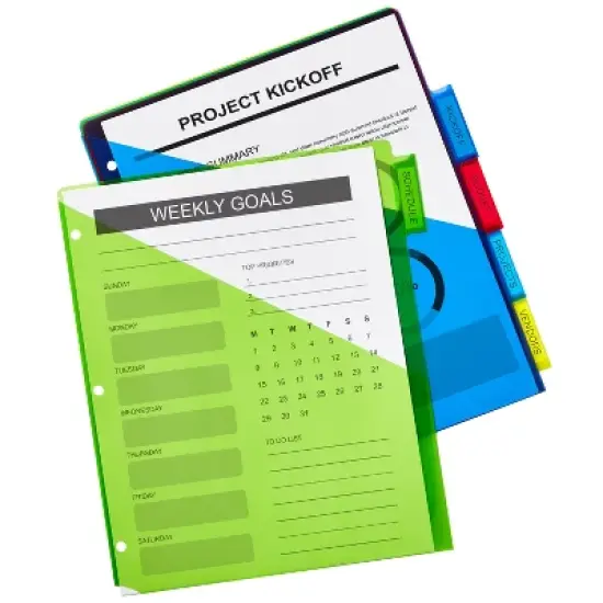 Avery Dividers for 3 Ring Binders, 5-Tab Binder Dividers, Two-Pocket Plastic Binder Dividers, Insertable Big Tab, Multicolor, 3 Sets (71906) image {1}