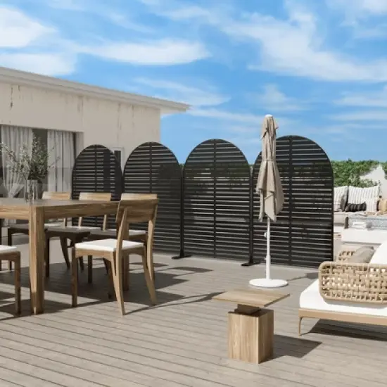 Lirago 72 in Outdoor Privacy Fence Galvanized Metal Screen Panels image {4}