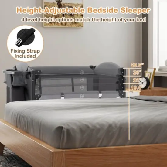 Infans Baby Bassinet Bedside Crib w/Changing Table Mattress Detachable Canopy Basket image {5}