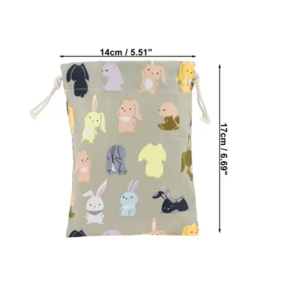 Unique Bargains Women Durable Drawstring Bunny Cosmetic Bag Gray 1 Pc image {1}