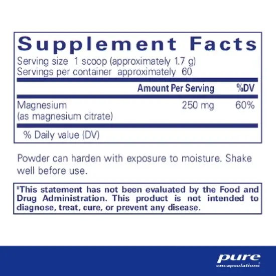 Pure Encapsulations Magnesium (Powder) - Supports Cardiovascular Function, Muscle Function, and Calming - 3.7 Ounces image {1}