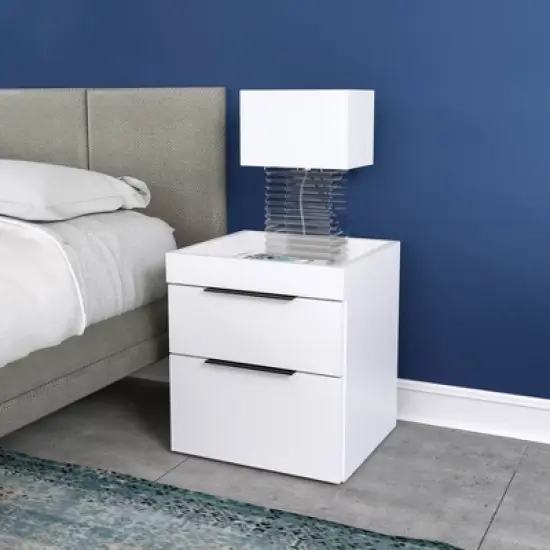 Carter Modern Double Drawer Nightstand - Eco Dream image {8}